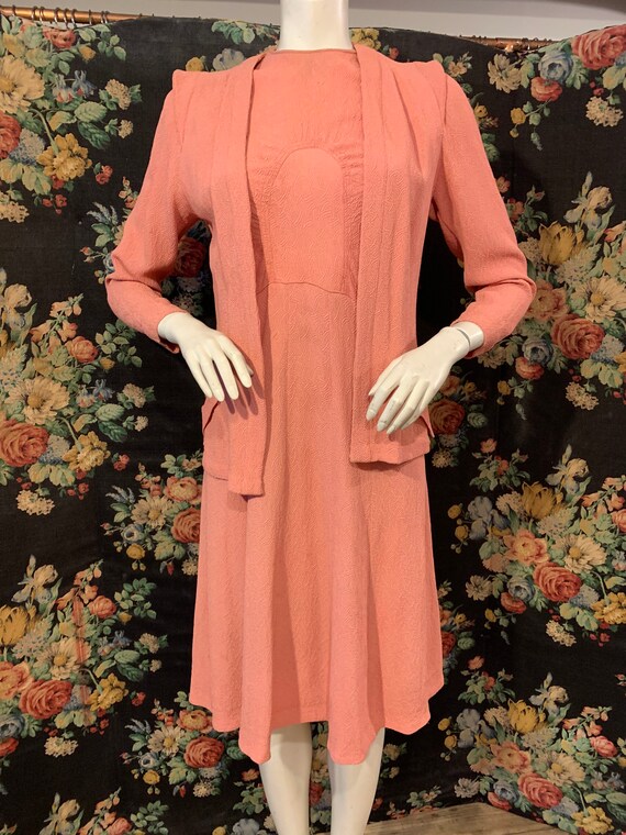 Vintage 1940s embossed cotton dress and jacket - image 4