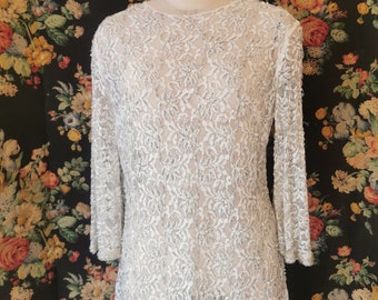 60s Metallic lace and beaded blouse