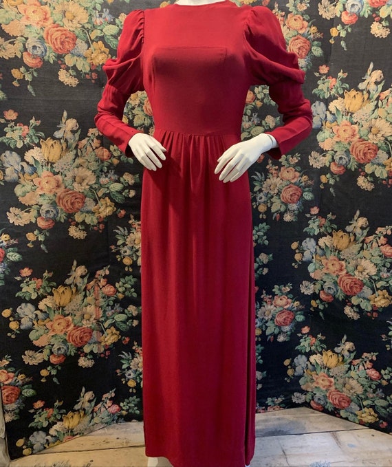 Vintage Ossie Clark in maroon moss crepe 1970s