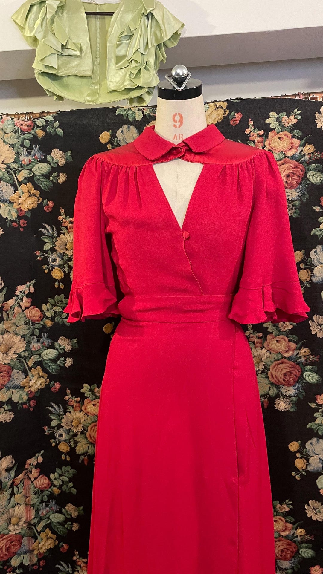 Amazing Rare Vintage Ossie Clark 1970s Red Maxi Wrap Dress With