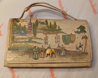 1920s Chinese &#39;Tourist&#39; embossed leather bag