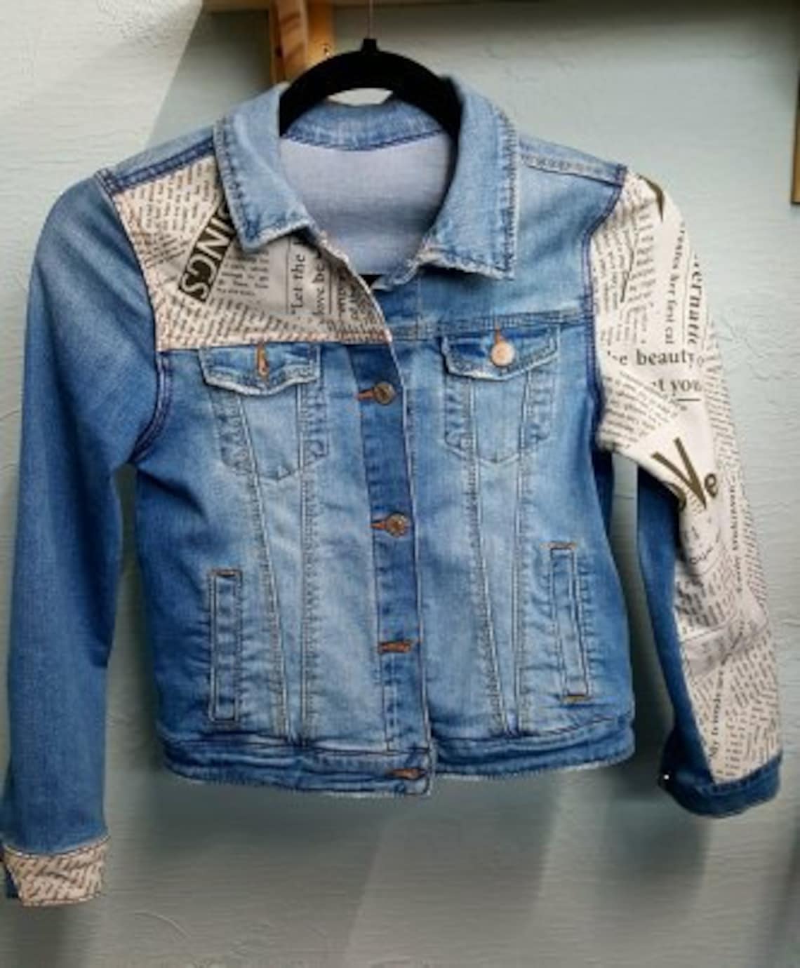 Girls upcycled denim jacket Etsy