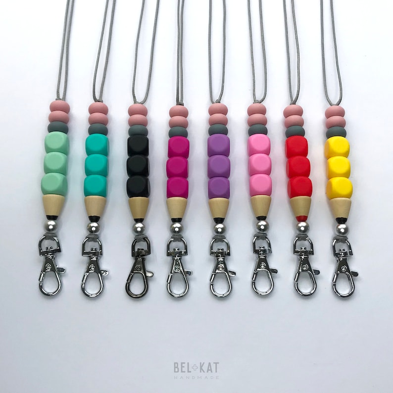 TEACHER PENCIL LANYARD or Keychain Silicone Bpa Free Bead Etsy Ireland