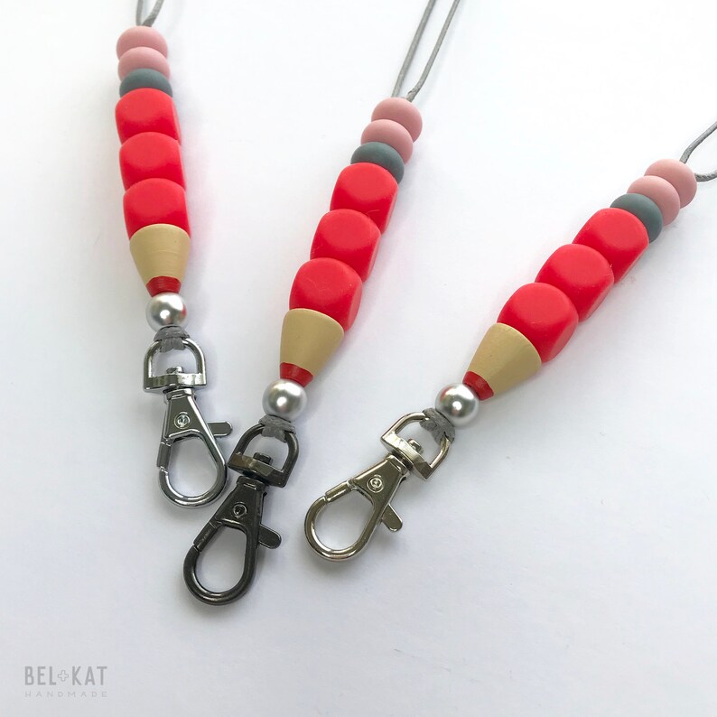 TEACHER PENCIL LANYARD or Keychain Silicone Bpa Free Bead Etsy