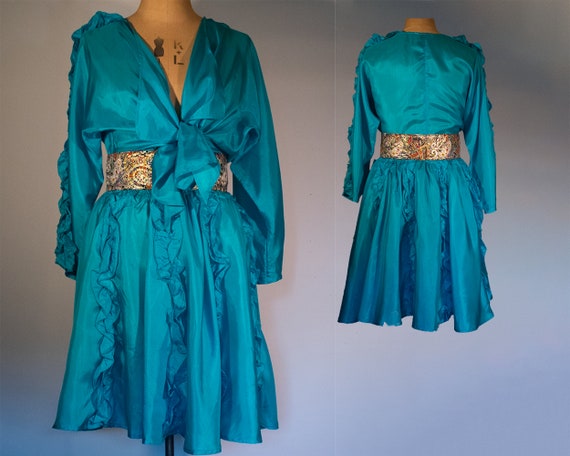 Turquoise Blue Silk Dress Blue Dress Cocktail Dres