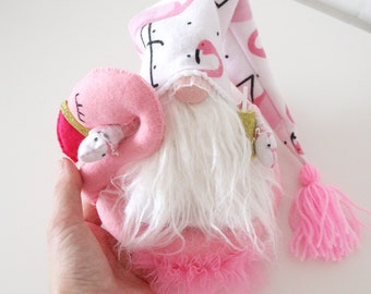 Flamingo Floatie Summer Gnome Beach Tiered Tray Decor Tropical Flamingo Float
