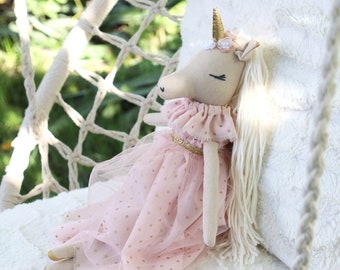 Animal en peluche Licorne Poupée Pépinière Licorne Décor Rembourré Jouet Handmade Licorne Chambre Décor pour Filles Cadeau de Noël