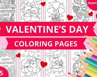 Valentinstag Malseiten, Malseiten zum Ausdrucken, Valentinstag Illustration, Ausmalbilder für Kinder, Kindergarten, Klassenzimmer, Valentinstag