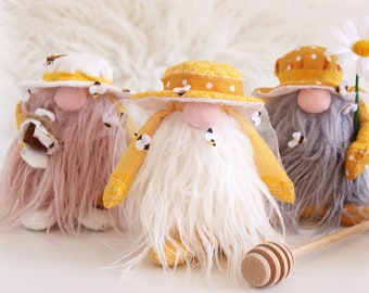 Handmade Beekeeper Gnome: Bee Decor Tiered Tray