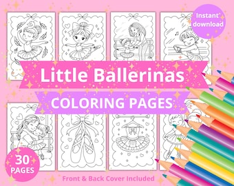 Ballerinakleurplaten voor kinderen, balletactiviteitenboek, afdrukbare pdf (30 pagina's)