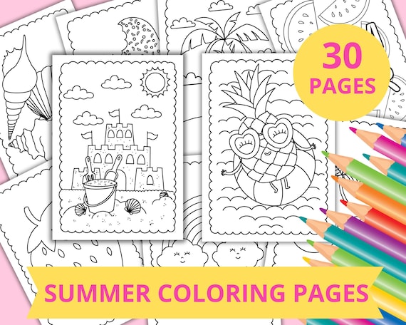 Summer Coloring Pages for Kids, Summer Activity Page, Beach Coloring Pages, Tropical Coloring Pages, Fruit of the Spirit Coloring Sheet