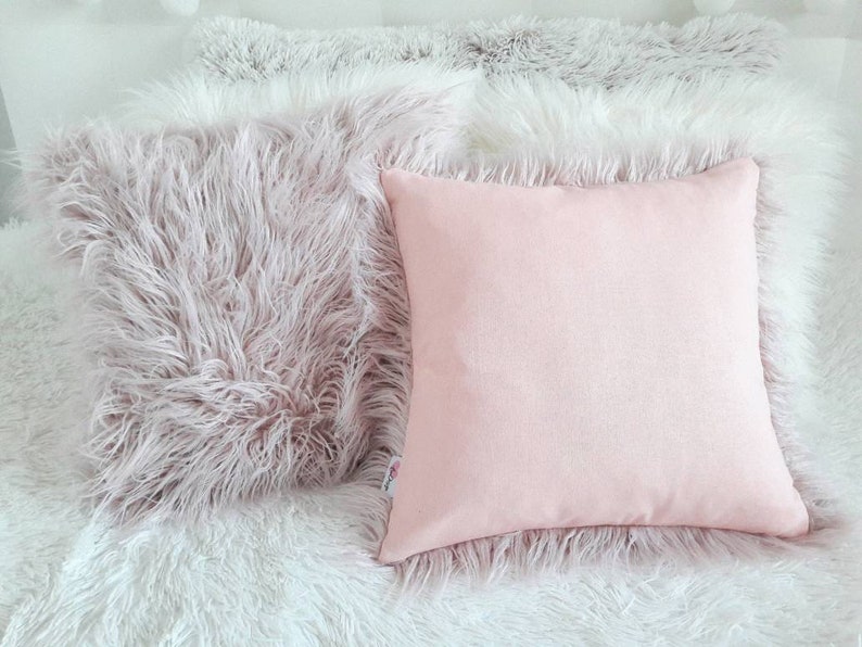 Faux Fur Pillow Cover Pink Faux Fur Pillow Cover Mongolian Etsy