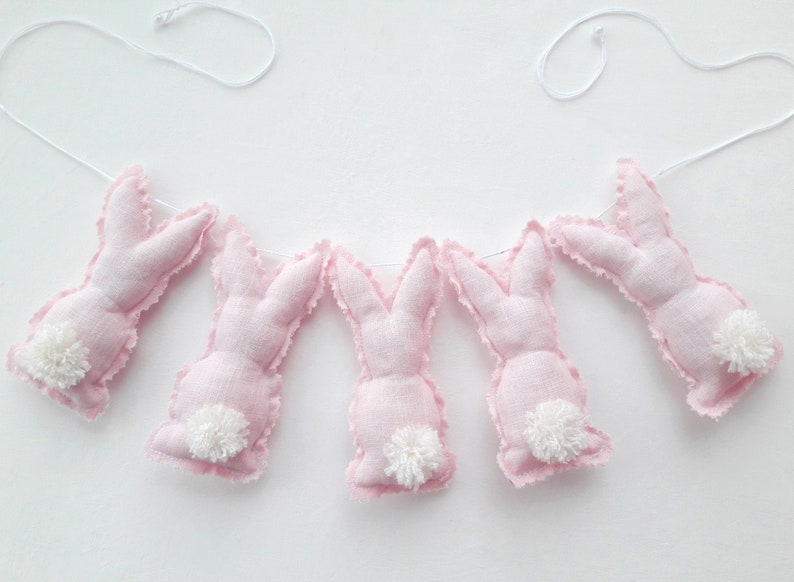 Handmade Pink Linen Easter Bunny Garland: Spring Decor - Etsy