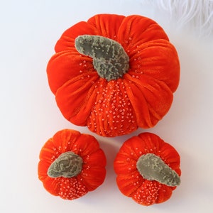 Velvet Orange Pumpkin, Pumpkin Table Decor, Pumpkin decor, Velvet Pumpkins Orange Velvet Pumpkins, Halloween Tier Tray Decor