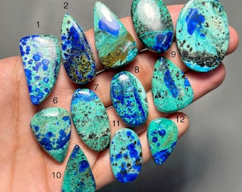 Blue Bird Azurite Gemstone, AAA+ Quality 100% Natural Azurite Cabochon Loose Gemstone For Making Jewellery SM-52