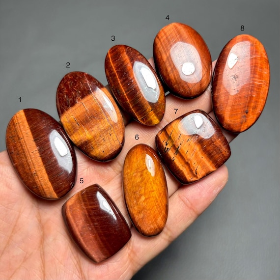 Red Tiger Eye Gemstone, AAA+ Quality 100% Natural Red Tiger Eye Cabochon Loose Gemstone For Making Jewellery