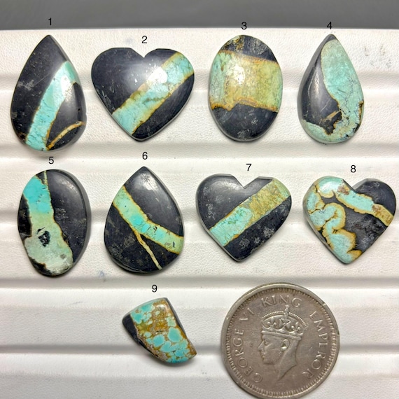 Blackjack Turquoise Gemstone, AAA+ Quality 100% Natural Turquoise Cabochon Loose Gemstone For Making Jewellery