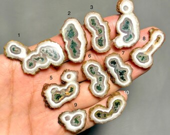Solar Quartz Stalactite Top Grade Quality 100% Natural Moss Agate Solar Quartz Stalactite Slice Loose Gemstone For Making Jewelry SM-69