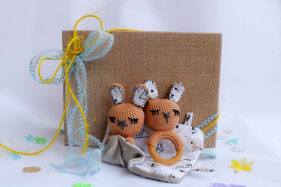 Baby Comforter Setcrochet Bunny Rattle Comforter Etsy