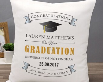 ANY PHOTOS PERSONALISED GRADUATION PHOTO COLLAGE CUSHION GIFT NAME /& UNI