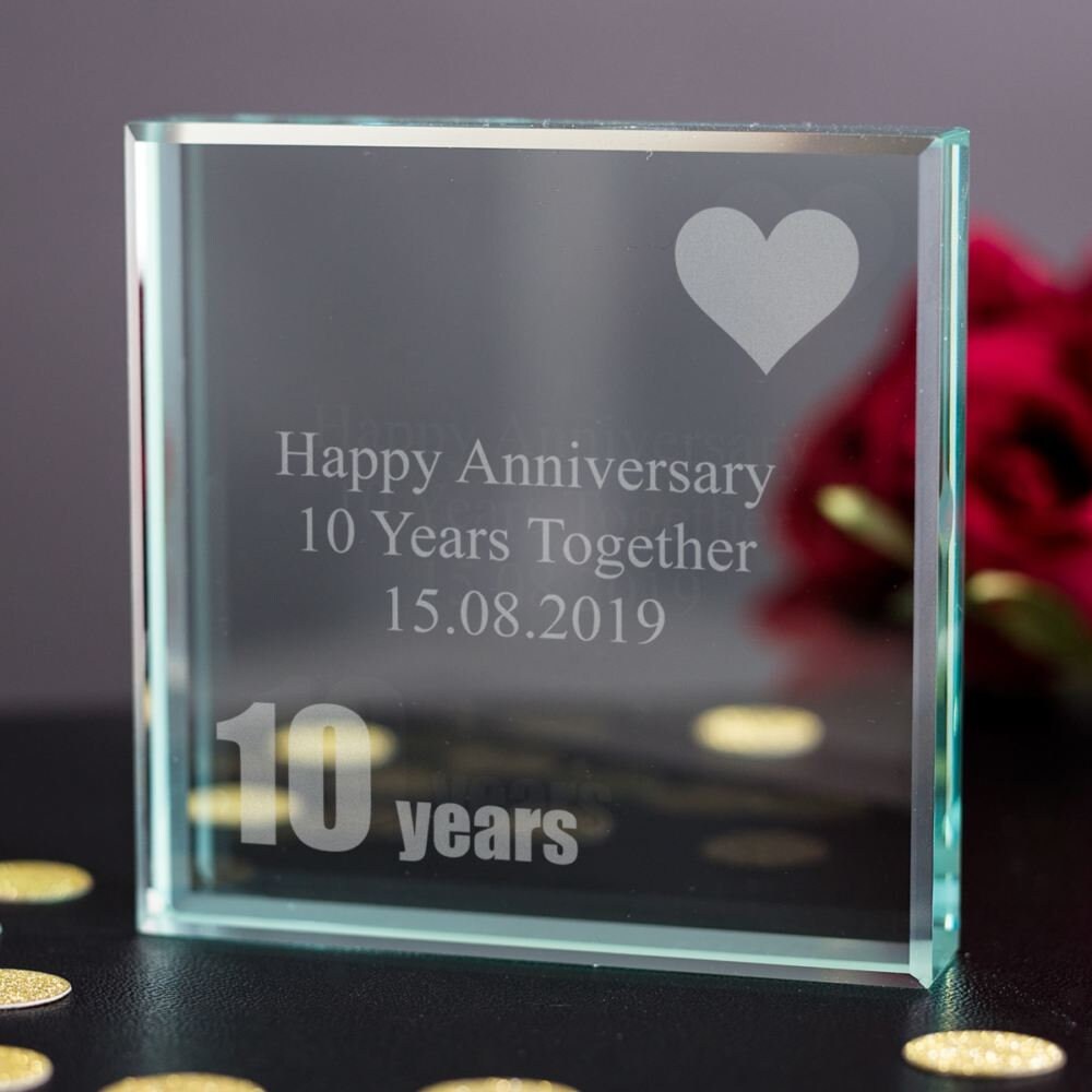 Image of 10Th | Tin Anniversary Keepsake | Personalised With Any Message Presented in A Gift Box 8cm Sqaure Gifts