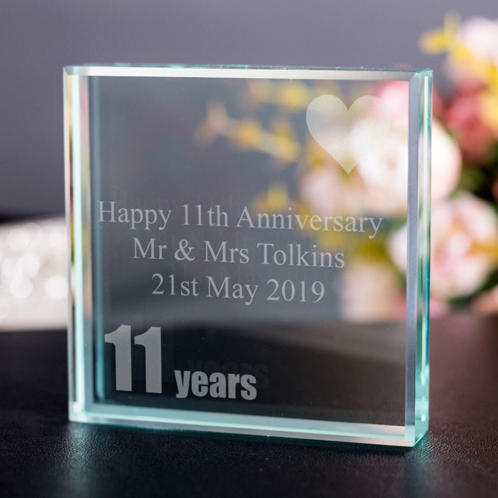 Image of 11Th | Steel Anniversary Keepsake | Personalised With Any Message Presented in A Gift Box 8cm Sqaure Gifts