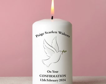 Personalised Confirmation Candle | Personalised Gifts | Presented in a organza bag | Size: 13 cm x 7cm approximately