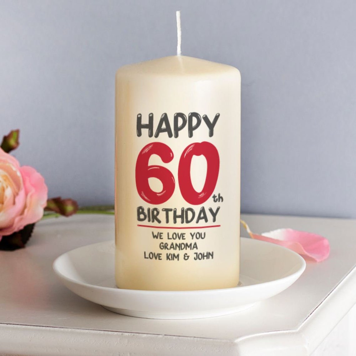 Personalised 60th Birthday Candle Red Gifts For Her Etsy