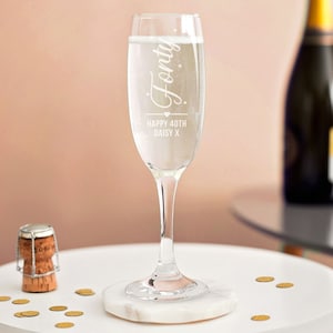 Personalised 40th Birthday Prosecco Glass - Milestone Birthday Gift - Add Any Message - Engraved 40th Gifts