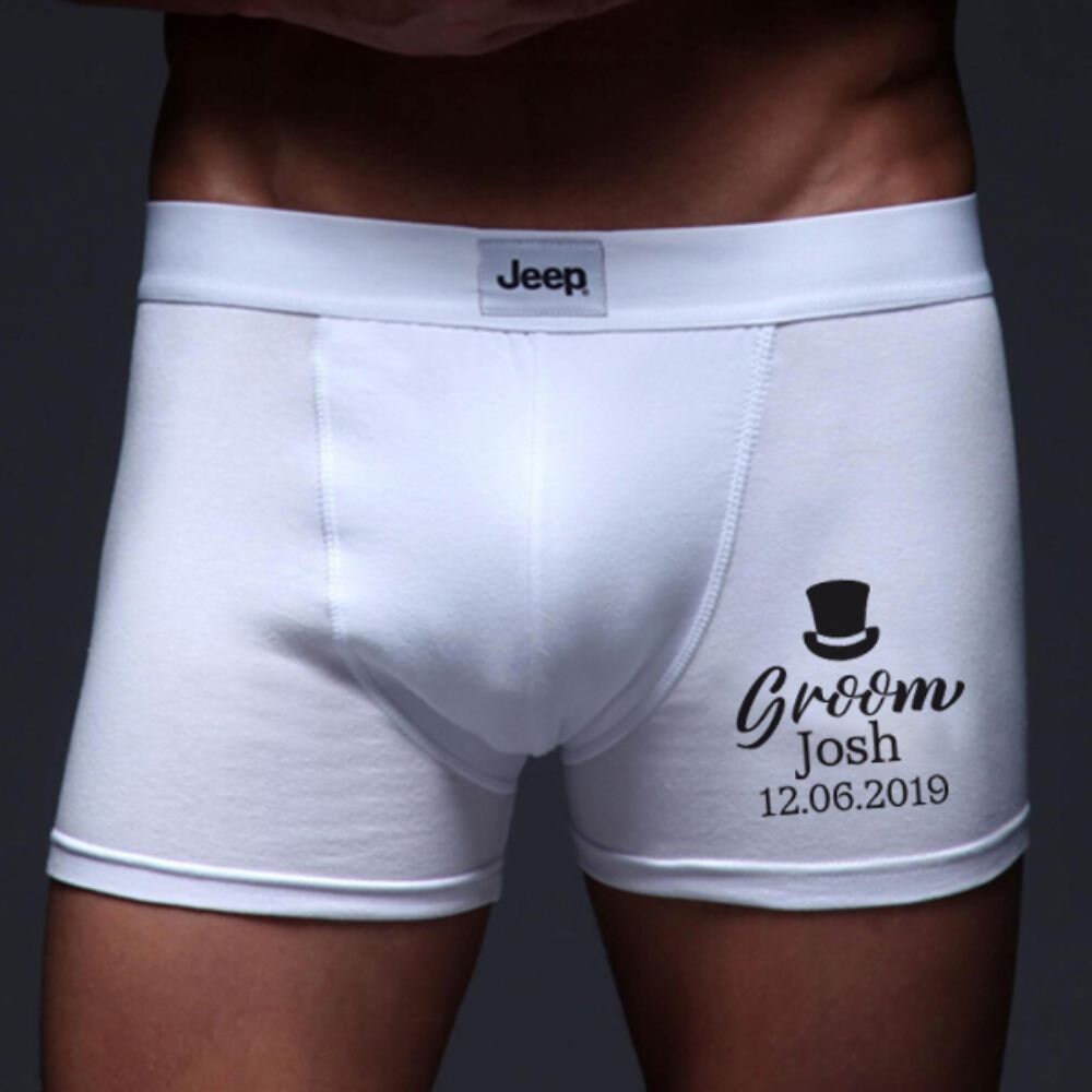 Image of Personalised Groom Boxer Shorts | Printed With Any Name Avaiable in S, M, L, Xl Cheeky Gift