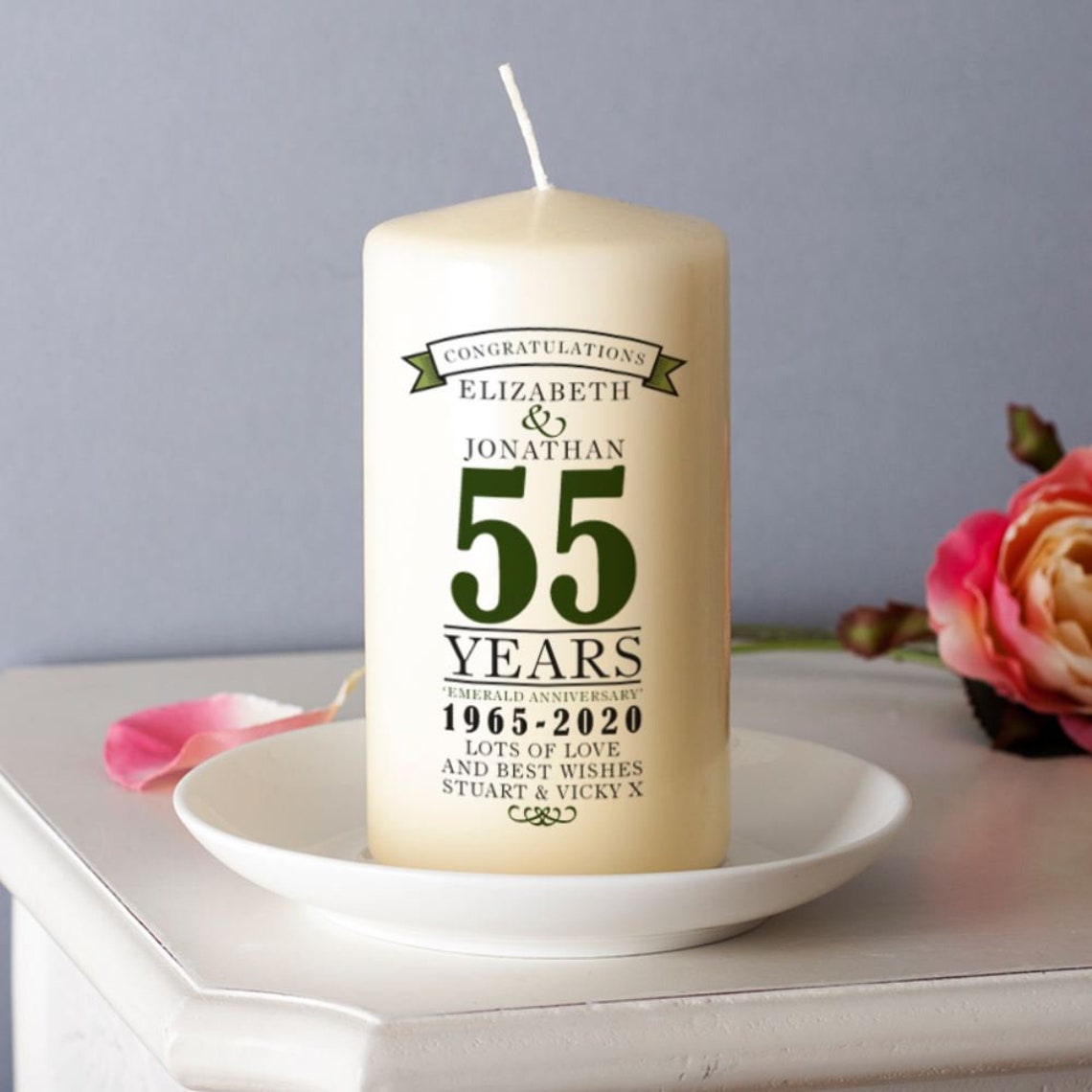Personalised 55th Anniversary Candle Personalised with Any | Etsy