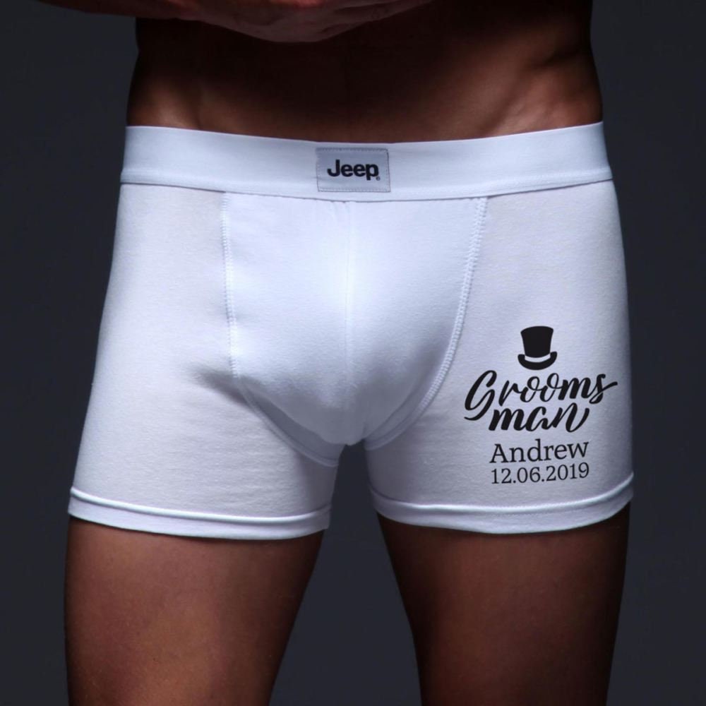 Image of Personalised Groomsman Boxer Shorts | Printed With Any Name Avaiable in S, M, L, Xl Cheeky Gift