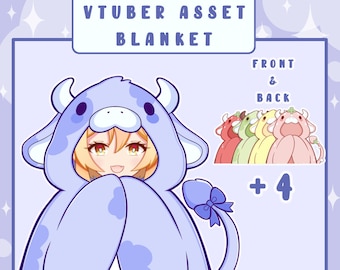 COW VTUBER ASSETS cute blankets for 2d,3d,vroid models | strawberry cow, lemon, mint, blueberry, kawaii, aesthetic, streaming asset