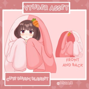 Cute Pink Bunny Blanket VTUBER ASSET