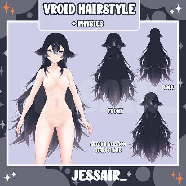 HAIRSTYLE PRESET | Long Starry Hair for vroid, vtuber model, preset, streaming, twitch, customizable, outfits, vroid hair| twitch, youtube