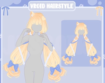 VROID Hairstyle Preset | Long Pigtails Hairstyle with PHYSICS with Ears | Fantasy | Cake | Cute | vtuber model, preset, streaming |
