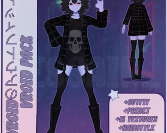 VROID Skull Outfit | Vroid Preset | Vtuber Starter Pack | Texture | Custome | Vroid Clothes and Textures | Boots |