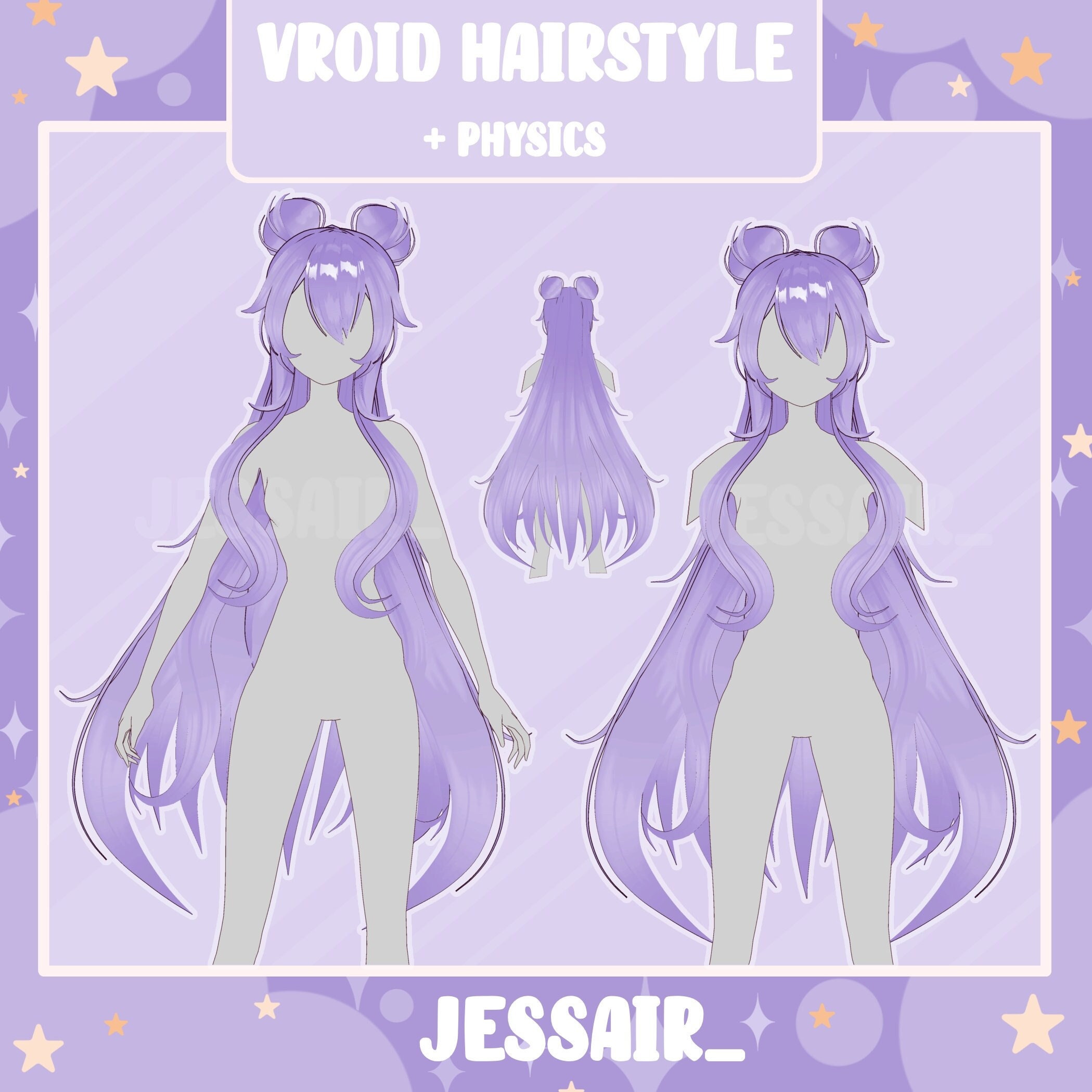 HAIRSTYLE PRESET | vroid, vtuber model, preset, streaming, twitch, customizable, outfits, vroid hair| twitch, youtube, obs, vseeface
