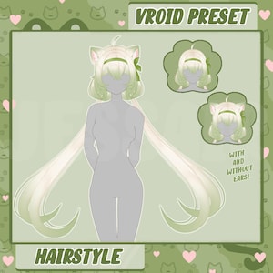 VROID髪型プリセット |物理学を使ったおさげと猫耳のショートヘアスタイル | Vtuber モデル、プリセット、ストリーミング |