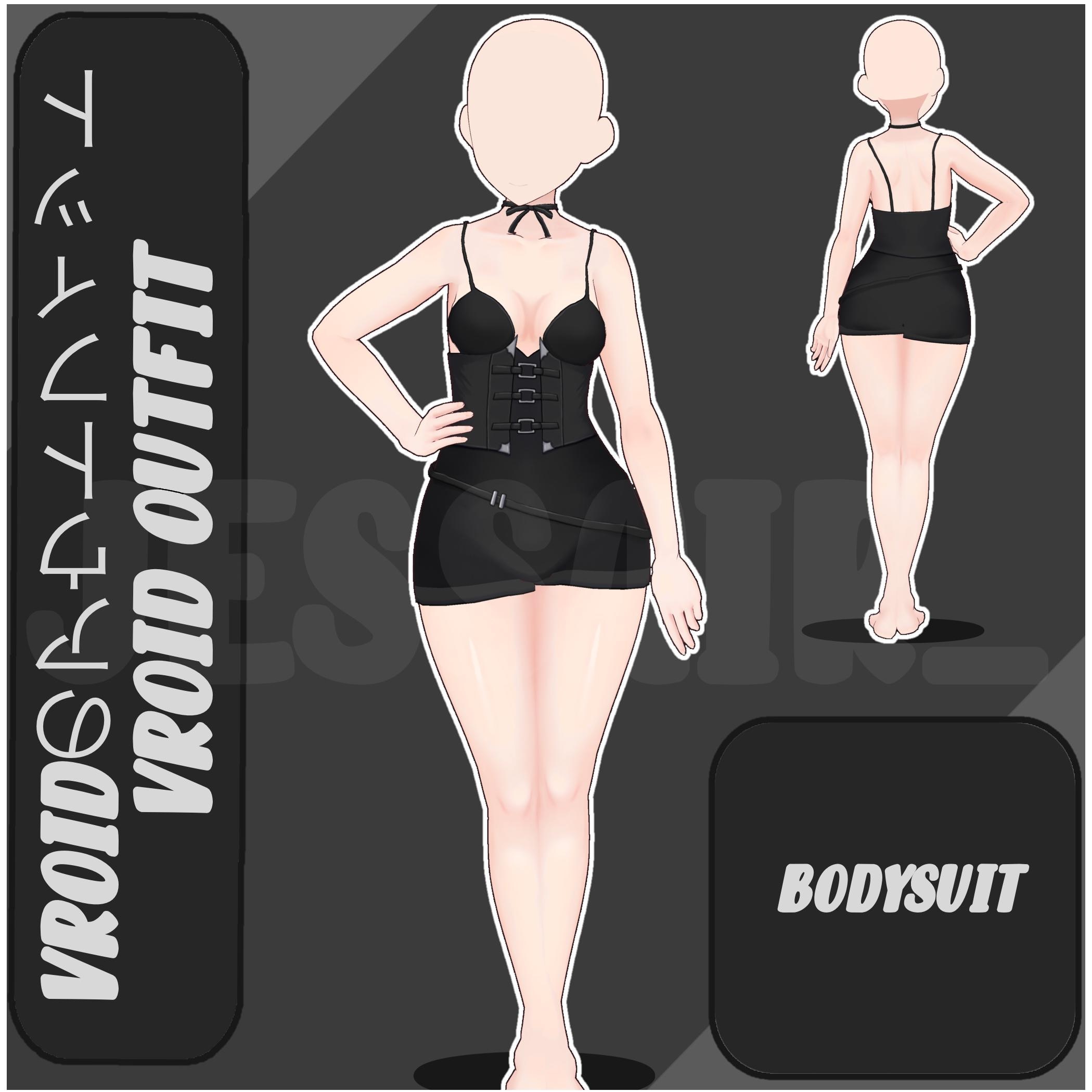 VROID Corset Bodysuit | Texture | Dark Style | Vroid Clothes and Textures | Twitch - Youtube - Streaming