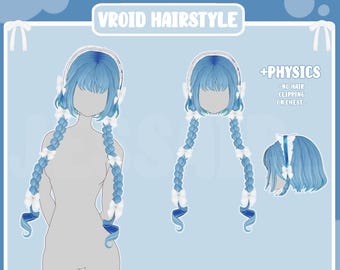 VROID Hairstyle Preset | Long Pigtails Hairstyle with PHYSICS | Fantasy | Cake | Cute | Anime | vtuber model, preset, streaming |