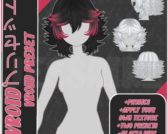 VROID Hairstyle Preset | Rockstar White Short Fluffy Hairstyle with PHYSICS | Dark | Cute | Fantasy | Vtuber Hairstyle Preset