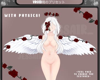 VROID Hairstyle Preset | Angel Hairstyle with PHYSICS, Roses and Wings | Dark | Cute | Fantasy | Aesthetic | Vtuber Hairstyle Preset |