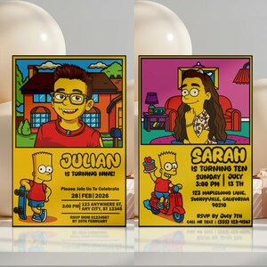 Custom Cartoon Birthday Invitation: Personalized Digital Party Invite image 8