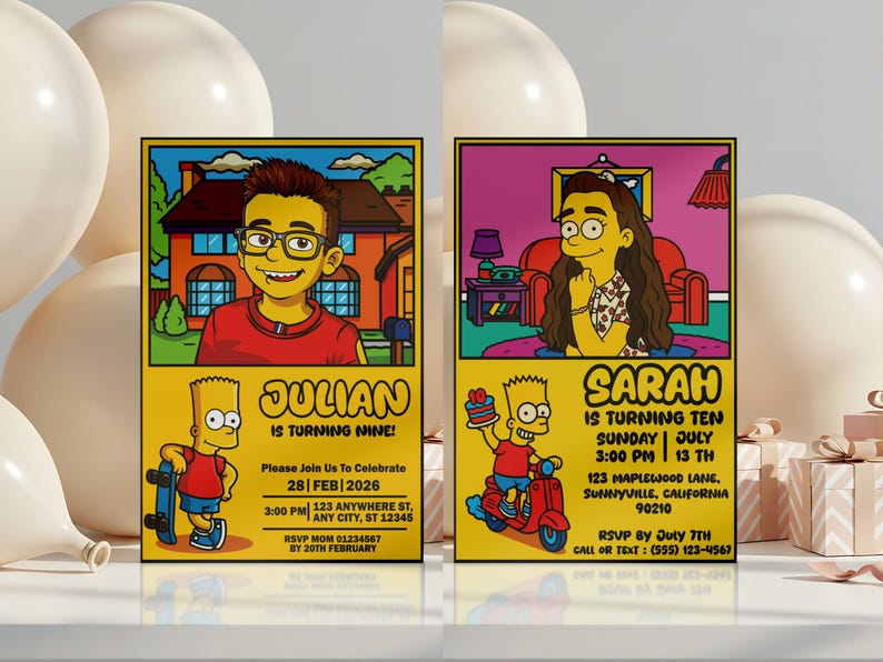 Custom Cartoon Birthday Invitation: Personalized Digital Party Invite image 8