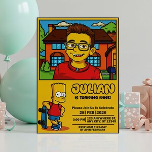 Custom Cartoon Birthday Invitation: Personalized Digital Party Invite image 2