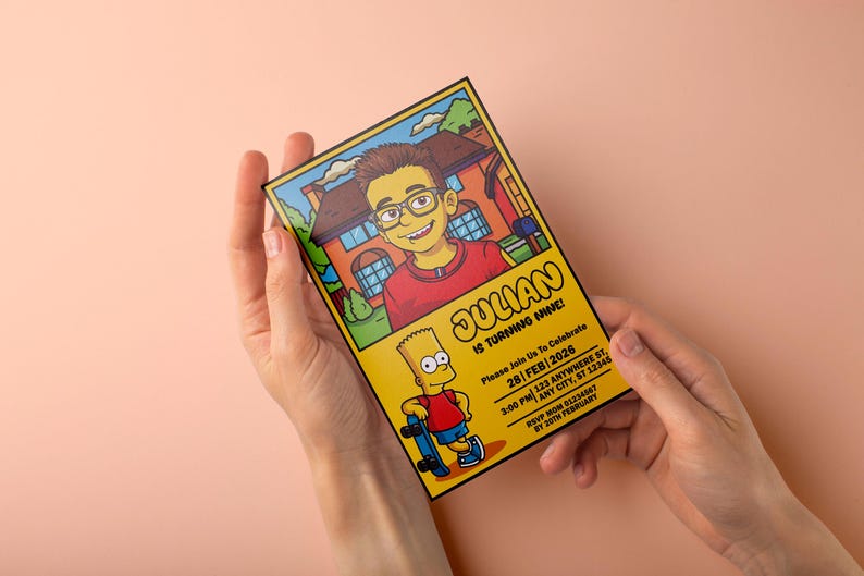 Custom Cartoon Birthday Invitation: Personalized Digital Party Invite image 5