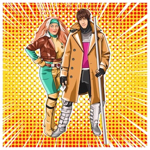 Custom Couple Portrait in the POP ART Style / For Digital Use and Personal Print / PET Portrait / Gift for Friend / Full Body Pop Art