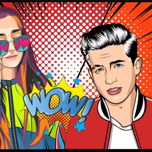 Digital COUPLE POP ART Portrait | Custom Pop Art Portrait | Portrait From Photos | Gift For Friend | Pet Pop Art Portrait | Romantic Gift