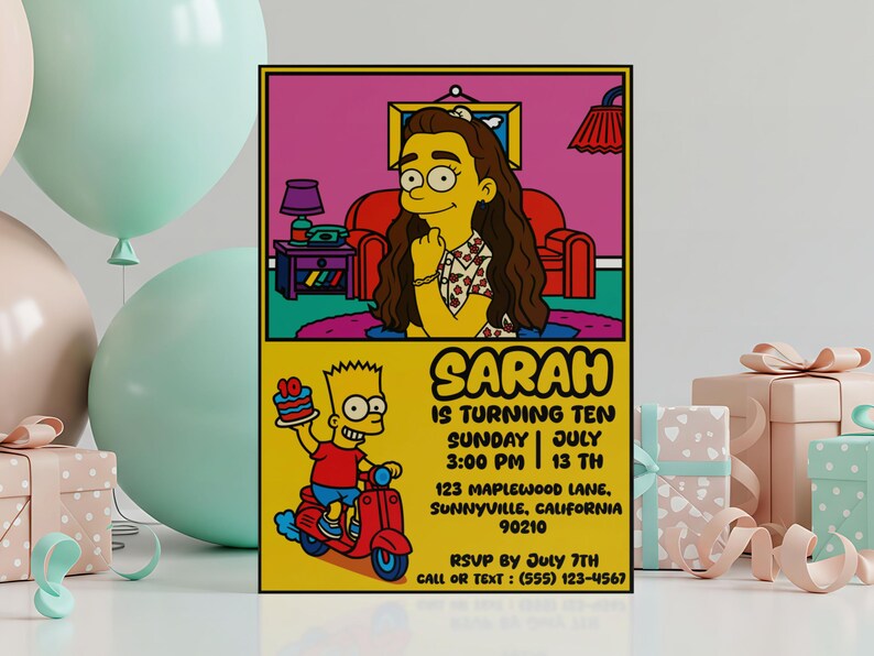 Custom Cartoon Birthday Invitation: Personalized Digital Party Invite image 3